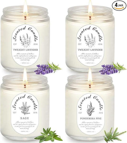 Lavender Candle, Scented Candles Gift Set for Stress Relief, 3 Votive Candles for Women