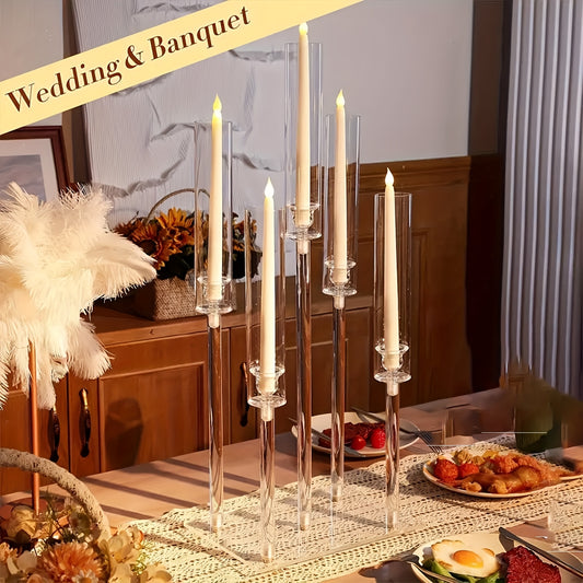 Elegant 5-Arm Square Acrylic Candle Holder - Perfect for Weddings, Valentine's Day, and Graduation Parties