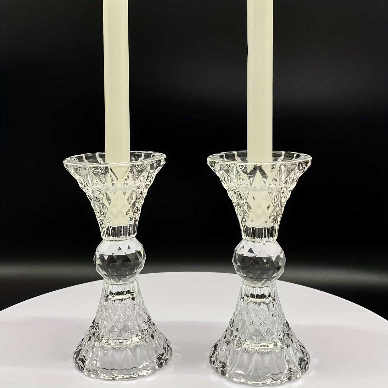 Crystal Glass Candle Holder Set Two-Piece Small Romantic Suitable for Holiday Decoration Table Ornaments
