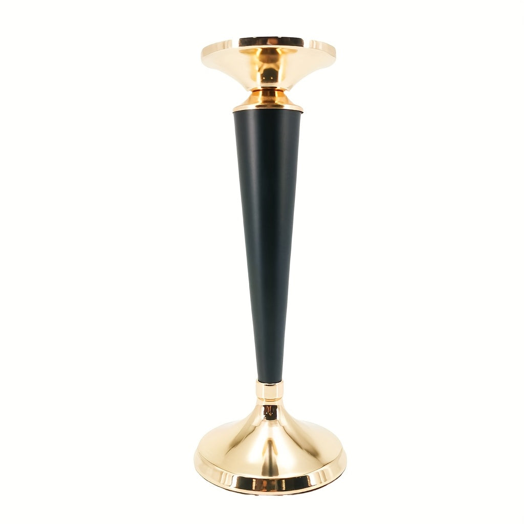 1pc European retro metal candlestick, a European light luxury metal Roman column candlestick, a black and Golden metal decorative candlestick