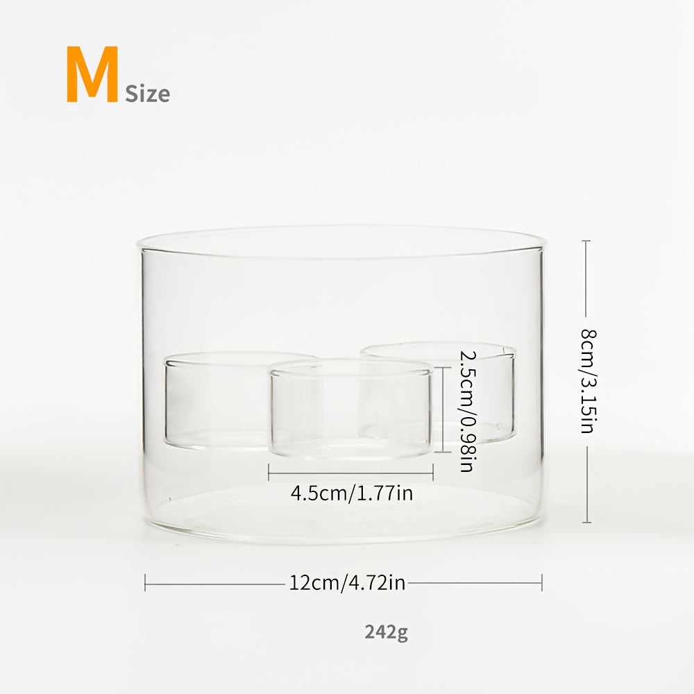 Cylinder Clear Glass Candle Holder - Modern Minimalist Table Centerpiece for Dining, Wedding, Anniversary Decor