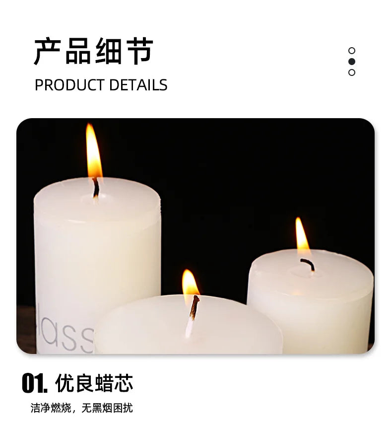 Classic European Ivory White Large Cylinder Candle Smokeless Tasteless Romantic