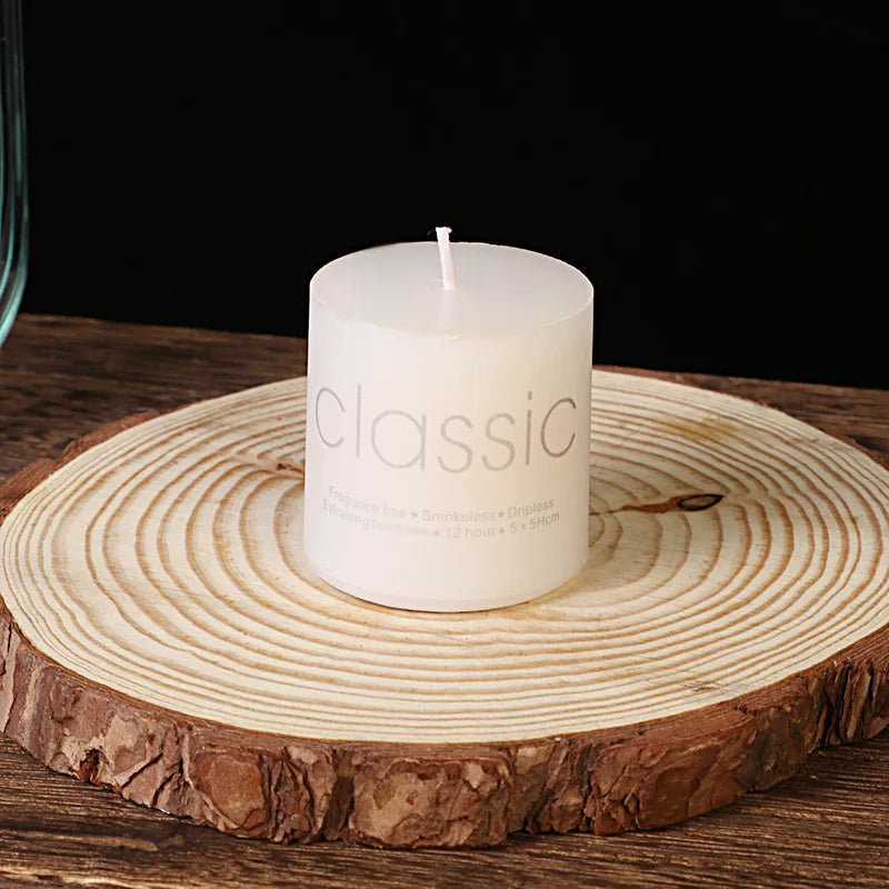 Classic European Ivory White Large Cylinder Candle Smokeless Tasteless Romantic