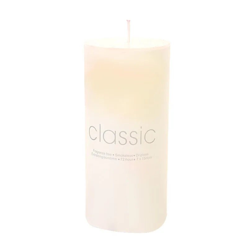 Classic European Ivory White Large Cylinder Candle Smokeless Tasteless Romantic