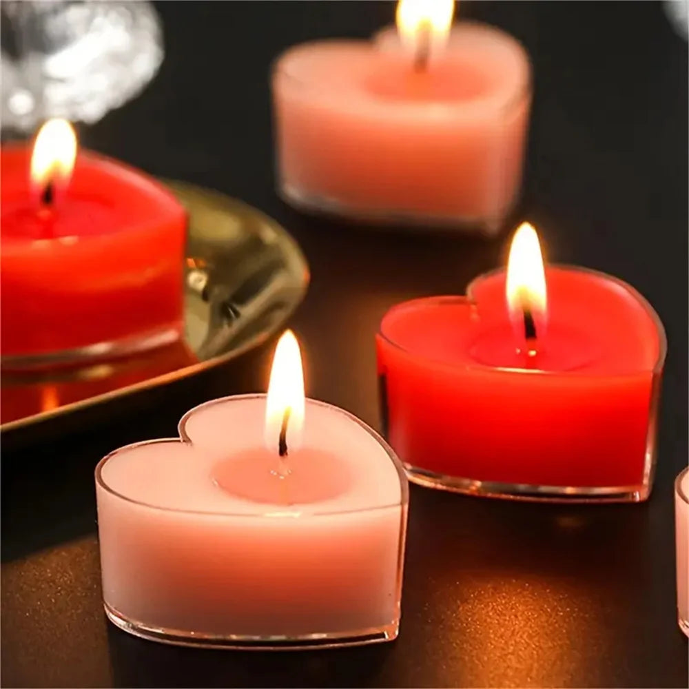 9pcs Heart-Shaped Scented Tea Candles Set