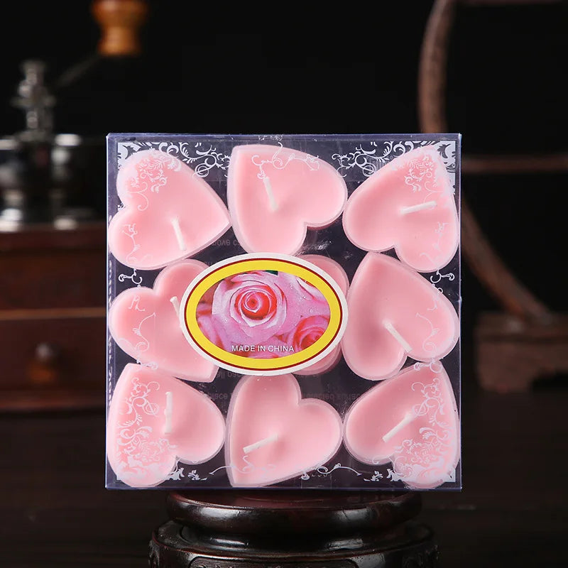 9pcs Heart-Shaped Scented Tea Candles Set