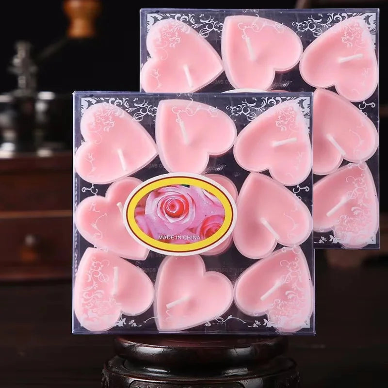 9pcs Heart-Shaped Scented Tea Candles Set