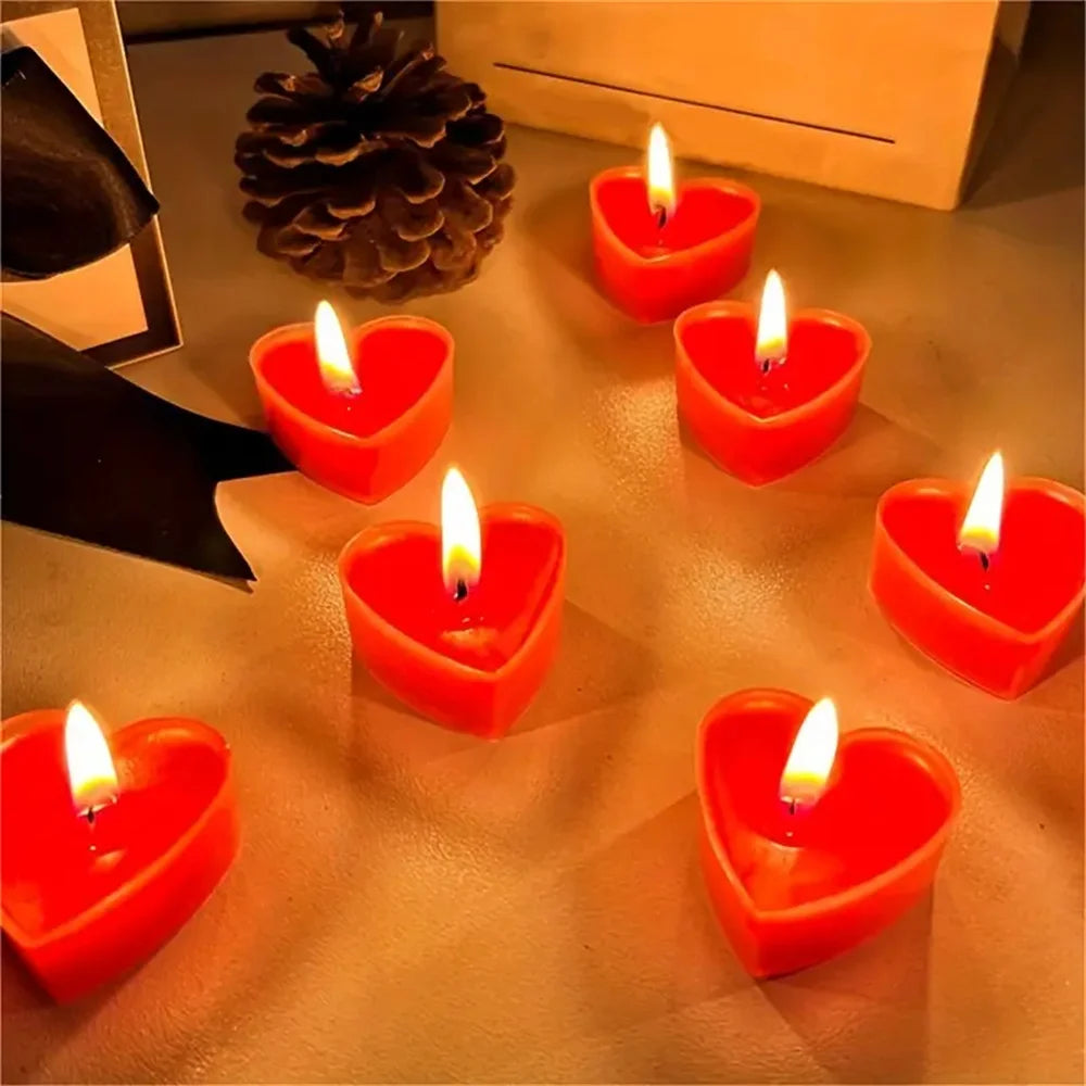 9pcs Heart-Shaped Scented Tea Candles Set