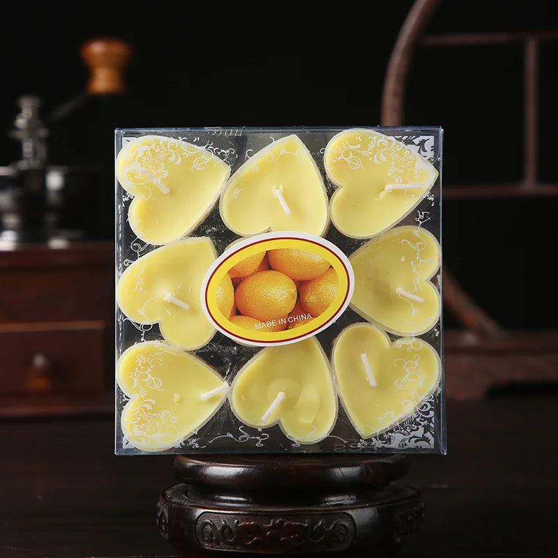 9pcs Heart-Shaped Scented Tea Candles Set