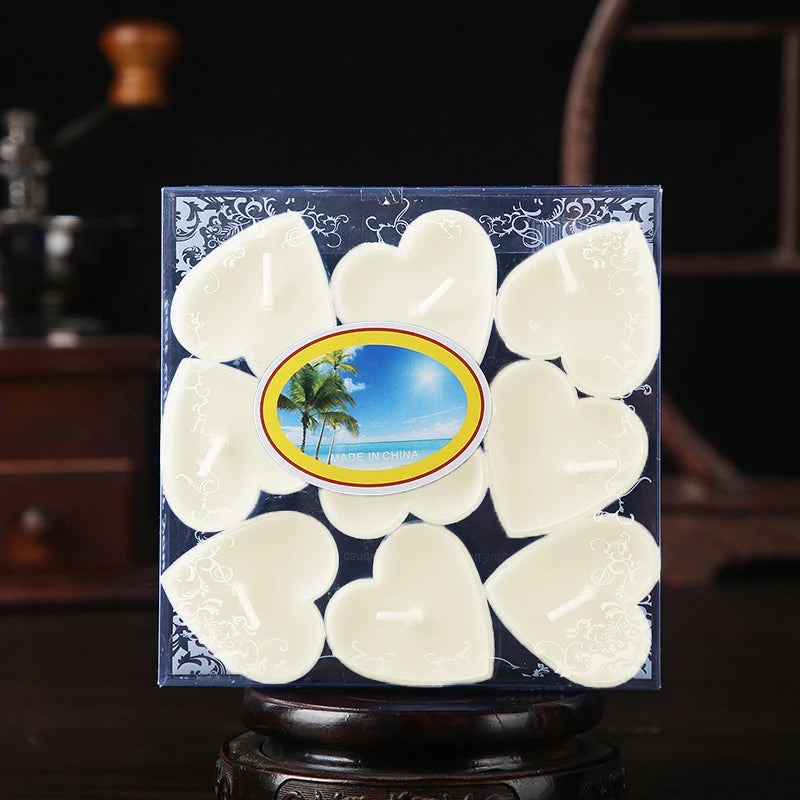 9pcs Heart-Shaped Scented Tea Candles Set