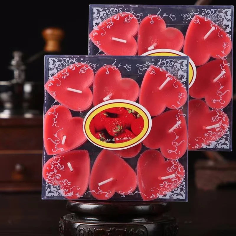 9pcs Heart-Shaped Scented Tea Candles Set
