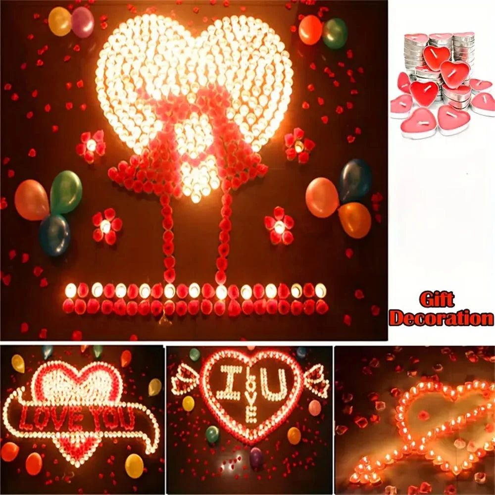 9pcs Heart-Shaped Scented Tea Candles Set