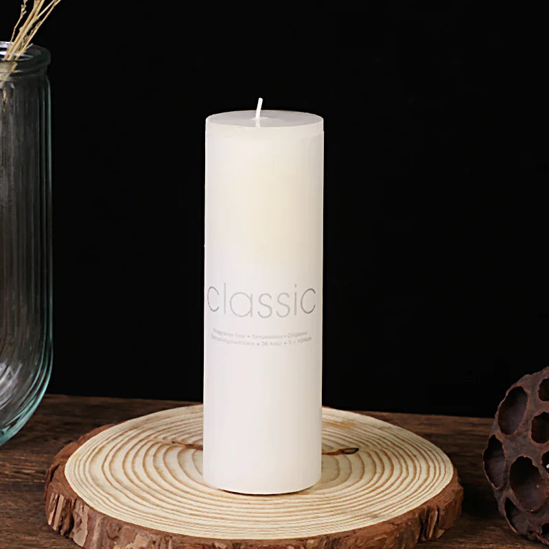 Classic European Ivory White Large Cylinder Candle Smokeless Tasteless Romantic