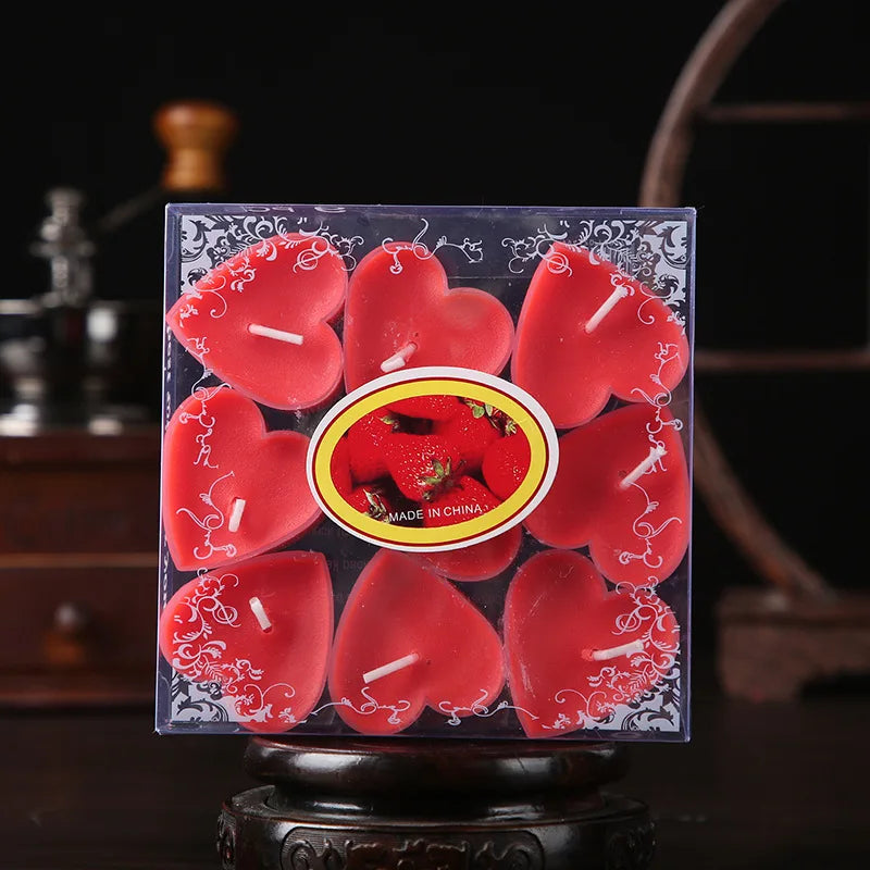 9pcs Heart-Shaped Scented Tea Candles Set