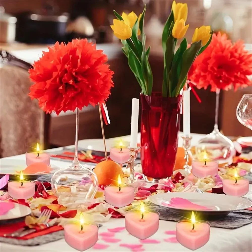 9pcs Heart-Shaped Scented Tea Candles Set