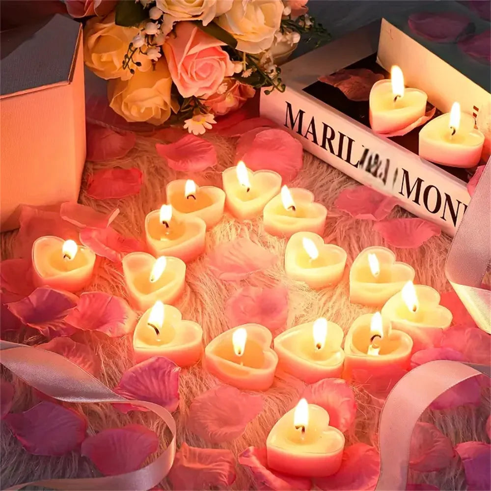 9pcs Heart-Shaped Scented Tea Candles Set