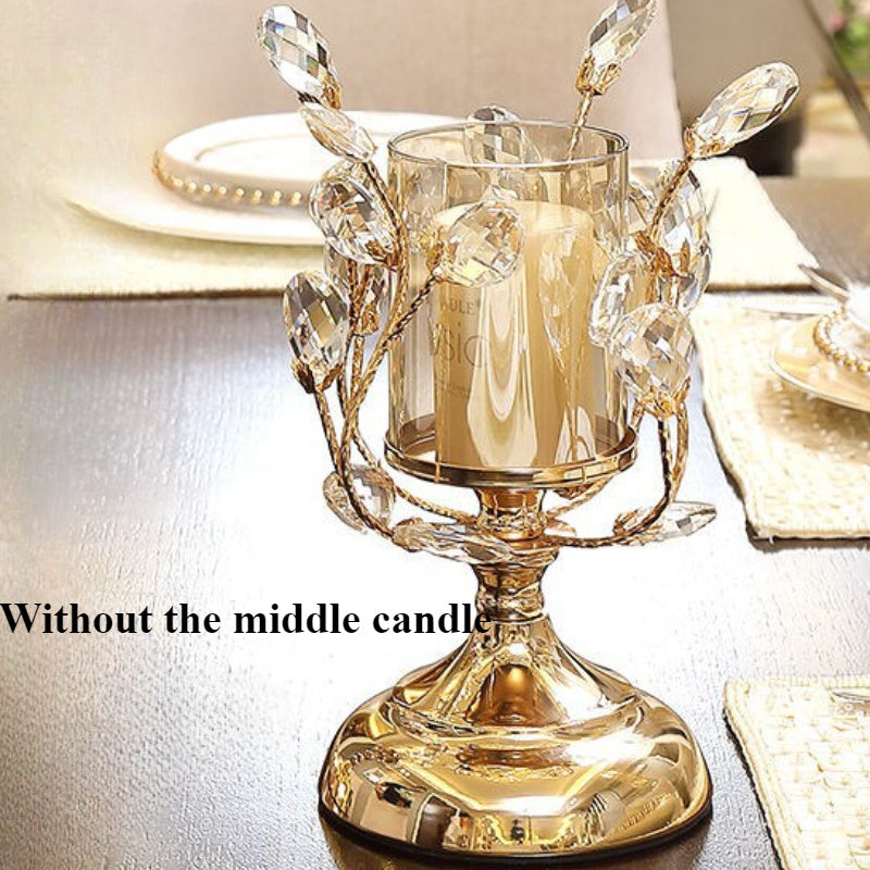 Elegant Metal Crystal Candle Holder, 1pc - Perfect for Tabletop Decor and Home Accents