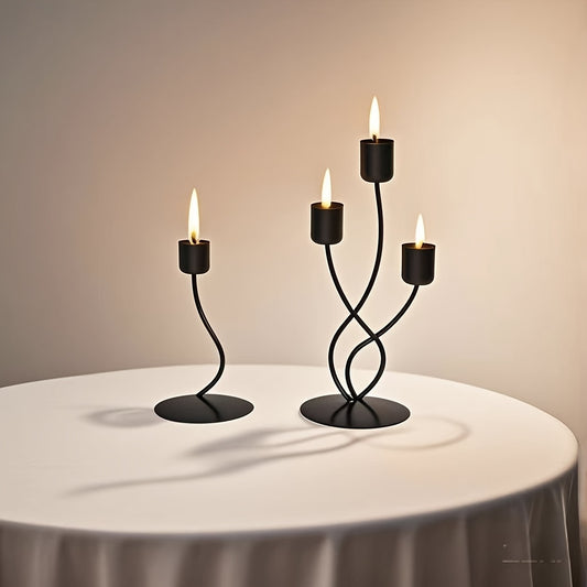 1pc Nordic Style Metal Candle Holder Suitable for Romantic Dining Table Decor, Vintage Candlelight Props, Home Light Luxury Wind Chandelier Ornament