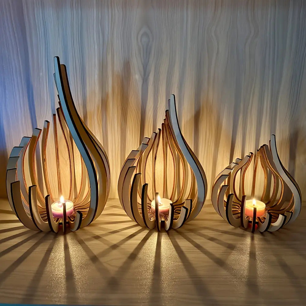 3pcs for Lotus Shape Tea Light Holder, Bohemian Style Candle Base for Home Decor, Unique DIY Art Craft Desktop/Bedside Decoration Gift for Mother's Day, Father's Day, Parties(Candle Not Included), Party Decor, Holiday Gift, D