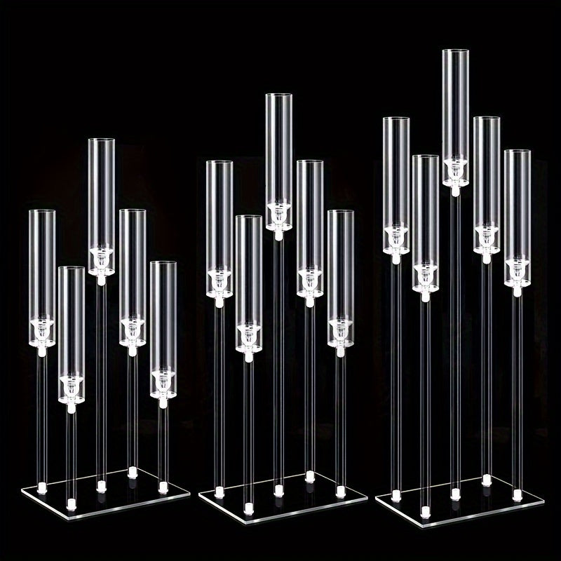 Elegant 5-Arm Square Acrylic Candle Holder - Perfect for Weddings, Valentine's Day, and Graduation Parties