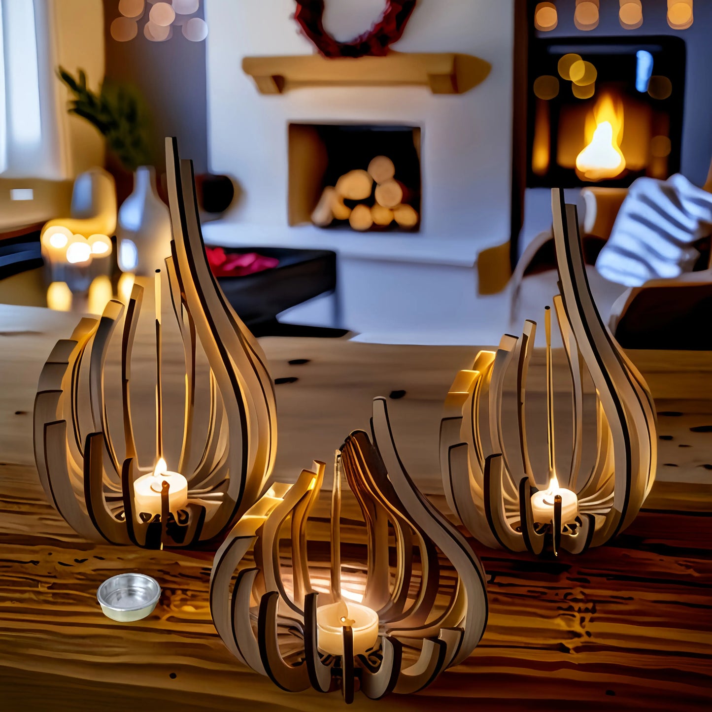 3pcs for Lotus Shape Tea Light Holder, Bohemian Style Candle Base for Home Decor, Unique DIY Art Craft Desktop/Bedside Decoration Gift for Mother's Day, Father's Day, Parties(Candle Not Included), Party Decor, Holiday Gift, D