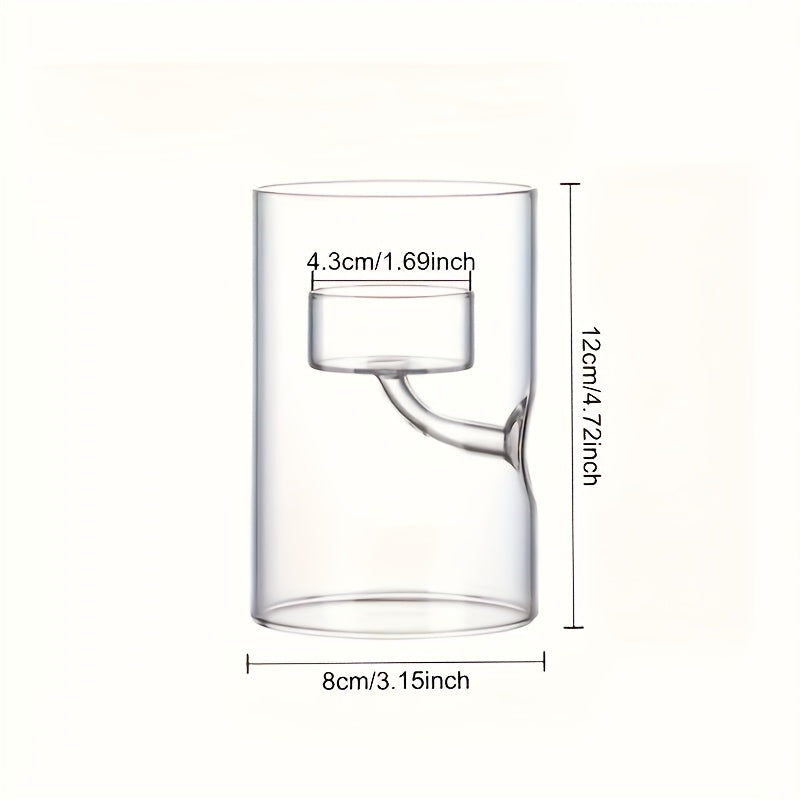 European Style Cylinder Hurricane Glass Candle Holder, Clear Glass Candlestick, European Cylindrical Decorative Hurricane Votive Storm Candlestick, Creative Home Decor Table Centerpiece