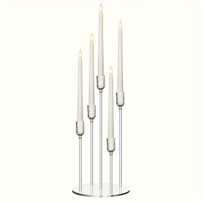 Set of 1/2/10 Acrylic Candle Holders with 5 Arms, Transparent Centerpieces for Wedding And Dining Table Decor, Suitable for Wedding And Party Decorations.