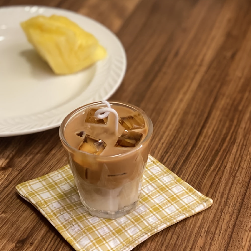 300g Soy Wax Coffee Scented Candle in Elegant Glass-Like Jar with Imitation Coffee Cup Design