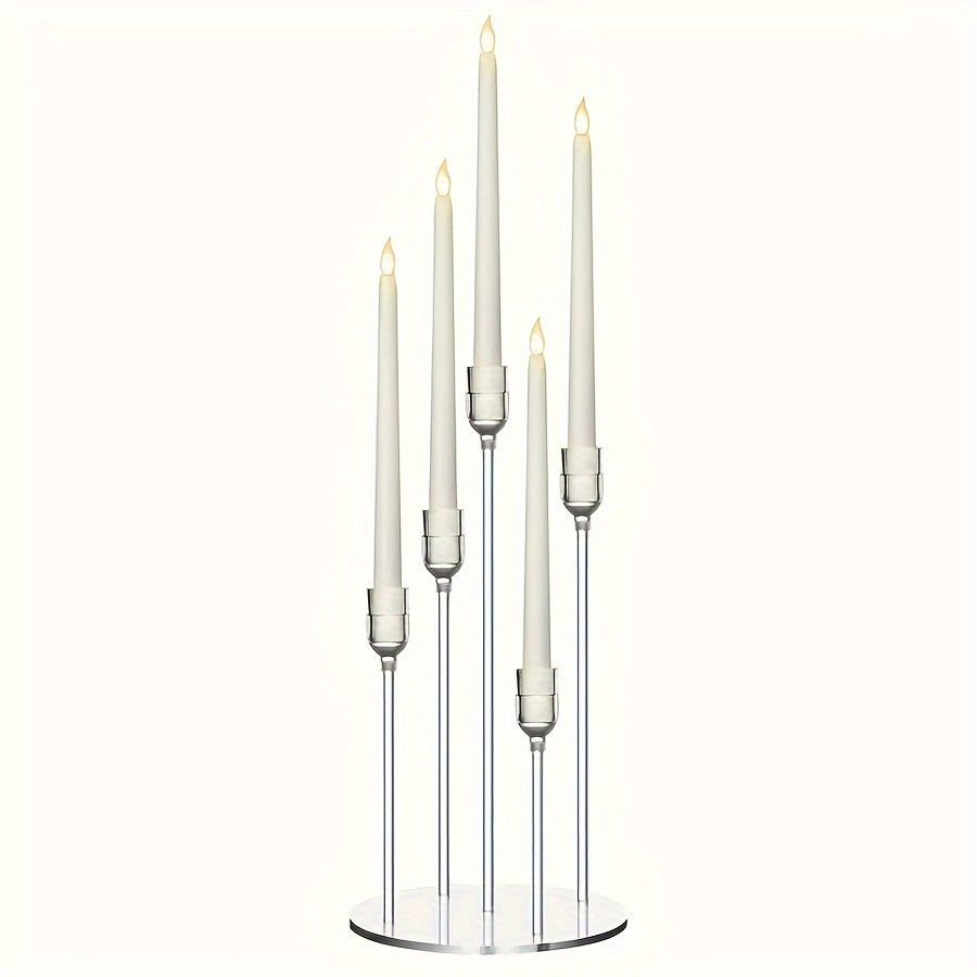 Set of 1/2/10 Acrylic Candle Holders with 5 Arms, Transparent Centerpieces for Wedding And Dining Table Decor, Suitable for Wedding And Party Decorations.