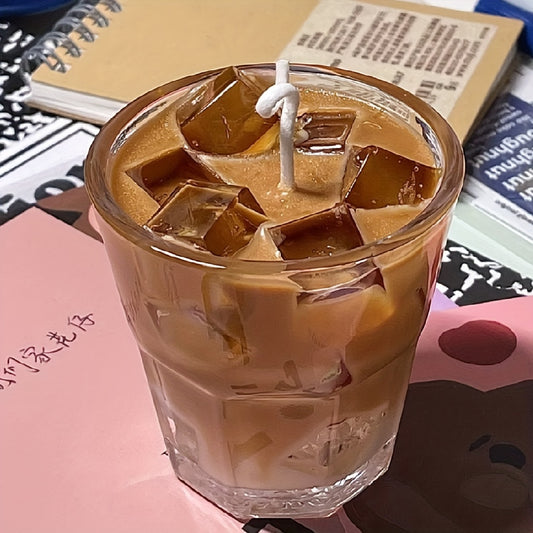 300g Soy Wax Coffee Scented Candle in Elegant Glass-Like Jar with Imitation Coffee Cup Design