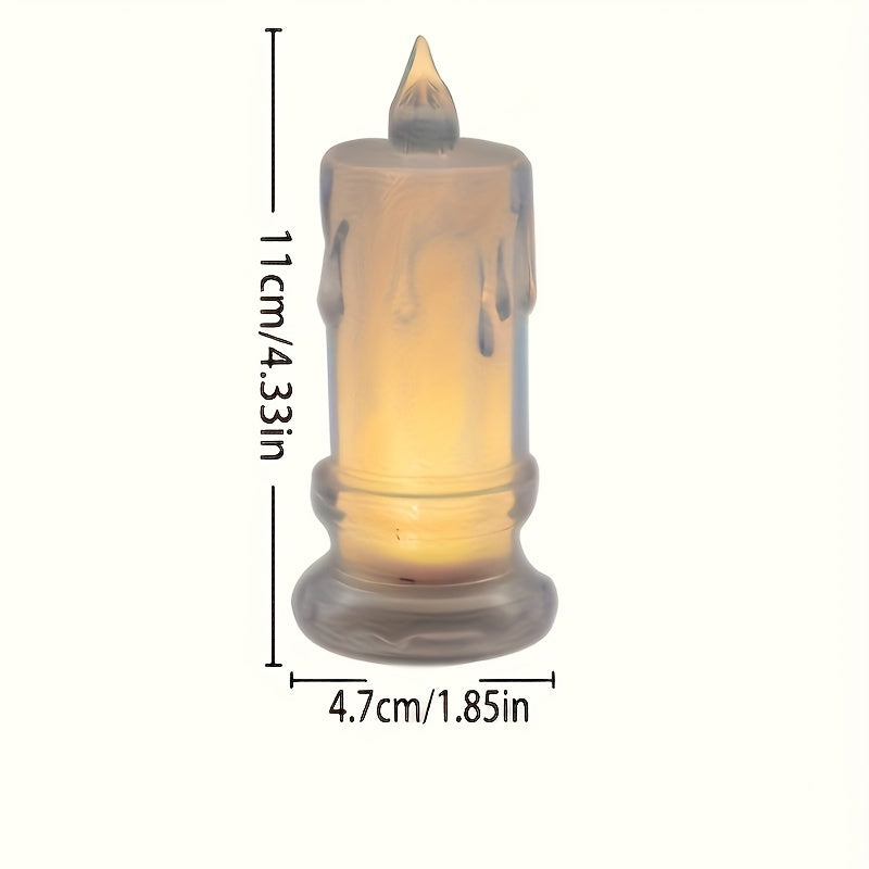 4pcs Realistic Flickering LED Flameless Candles with Battery - Transparent Gap Column Design, Safe Plastic for Family Dinners, Weddings, Holidays