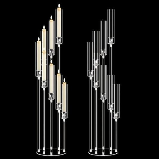 1 Set of 8 Arm 50 Inch (Approximately 127cm) Tall Acrylic Candle Holder Centerpiece, Transparent Candle Holder Suitable for Wedding Party and Home Decor