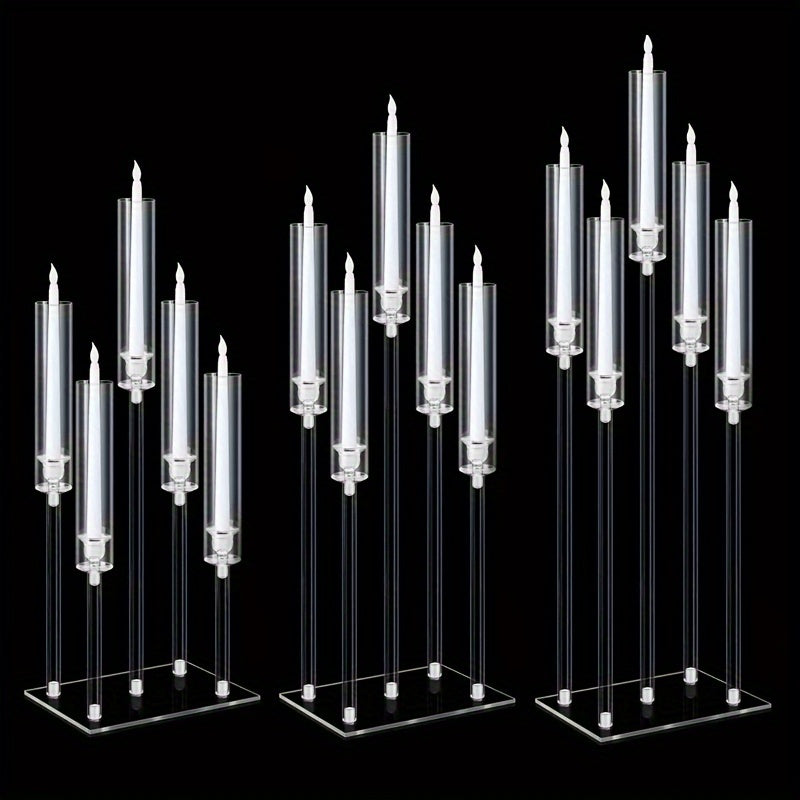 Elegant 5-Arm Square Acrylic Candle Holder - Perfect for Weddings, Valentine's Day, and Graduation Parties