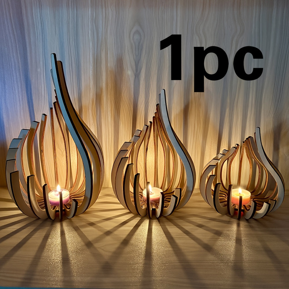 Hand-Carved Modern Minimalist Candle Holder - Elegant Artificial Wood Table Centerpiece with Natural Wood Grain, Animal-Inspired Design