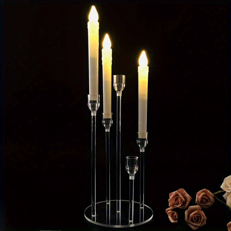 Set of 1/2/10 Acrylic Candle Holders with 5 Arms, Transparent Centerpieces for Wedding And Dining Table Decor, Suitable for Wedding And Party Decorations.