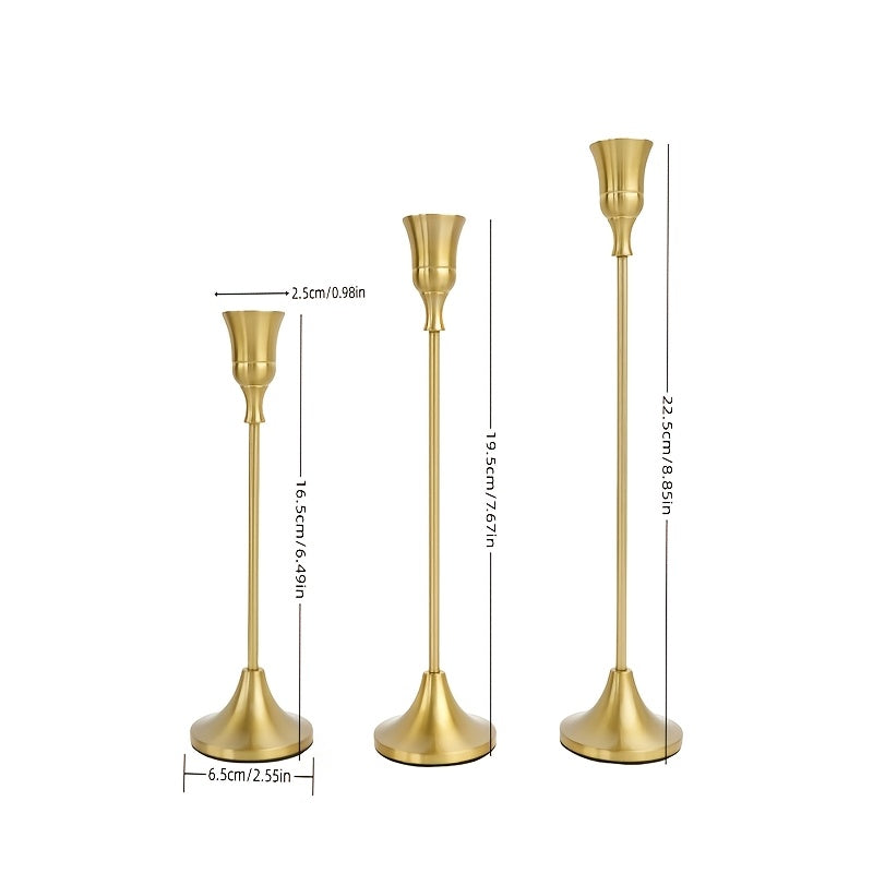 30pcs Elegant Golden Candle Holders, Taper Candles, Antique Brass Candlesticks Suitable for Birthday, Wedding, Fireplace Party Dining Home Anniversary Decorations