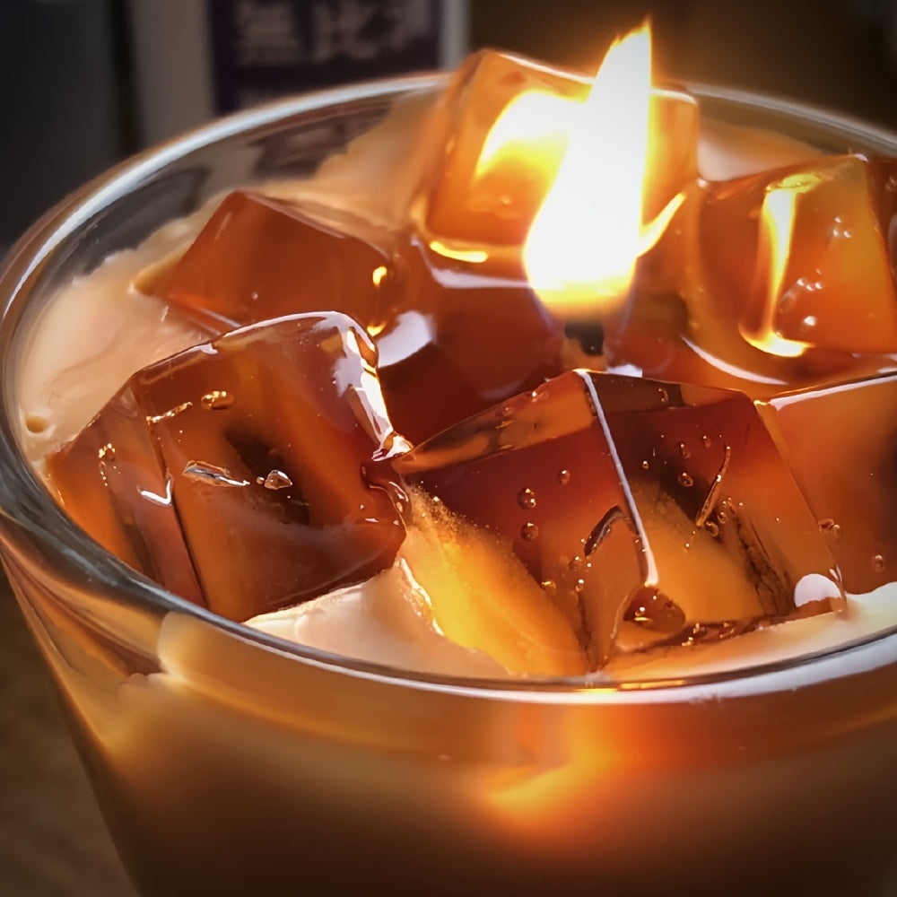 300g Soy Wax Coffee Scented Candle in Elegant Glass-Like Jar with Imitation Coffee Cup Design