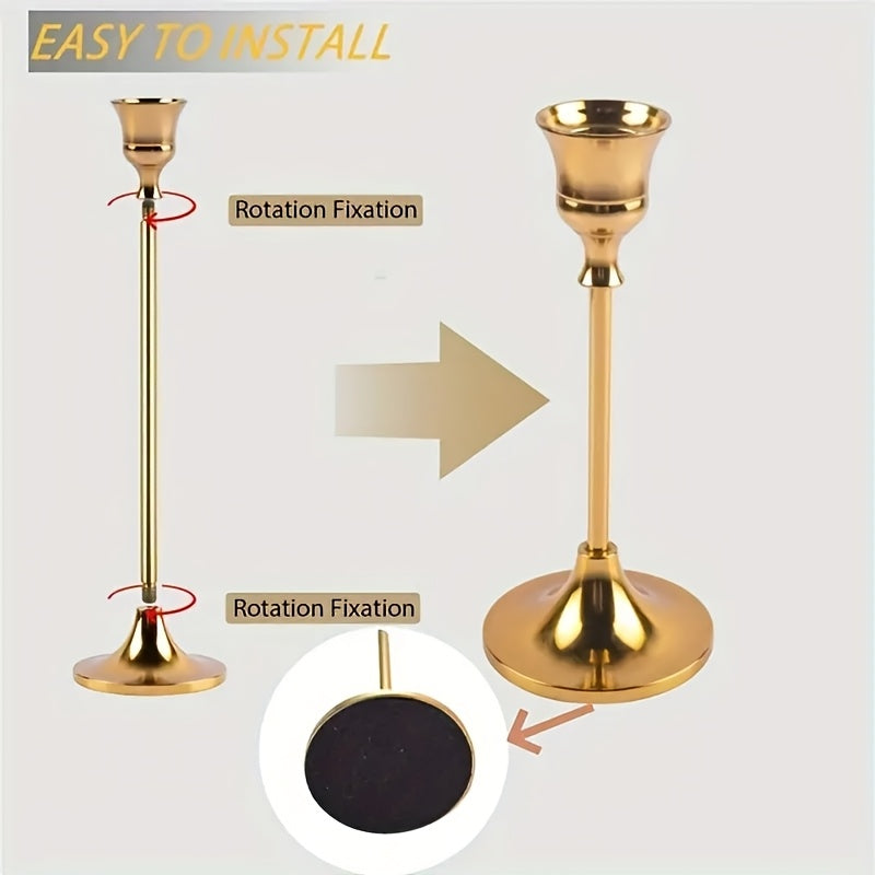 30pcs Elegant Golden Candle Holders, Taper Candles, Antique Brass Candlesticks Suitable for Birthday, Wedding, Fireplace Party Dining Home Anniversary Decorations