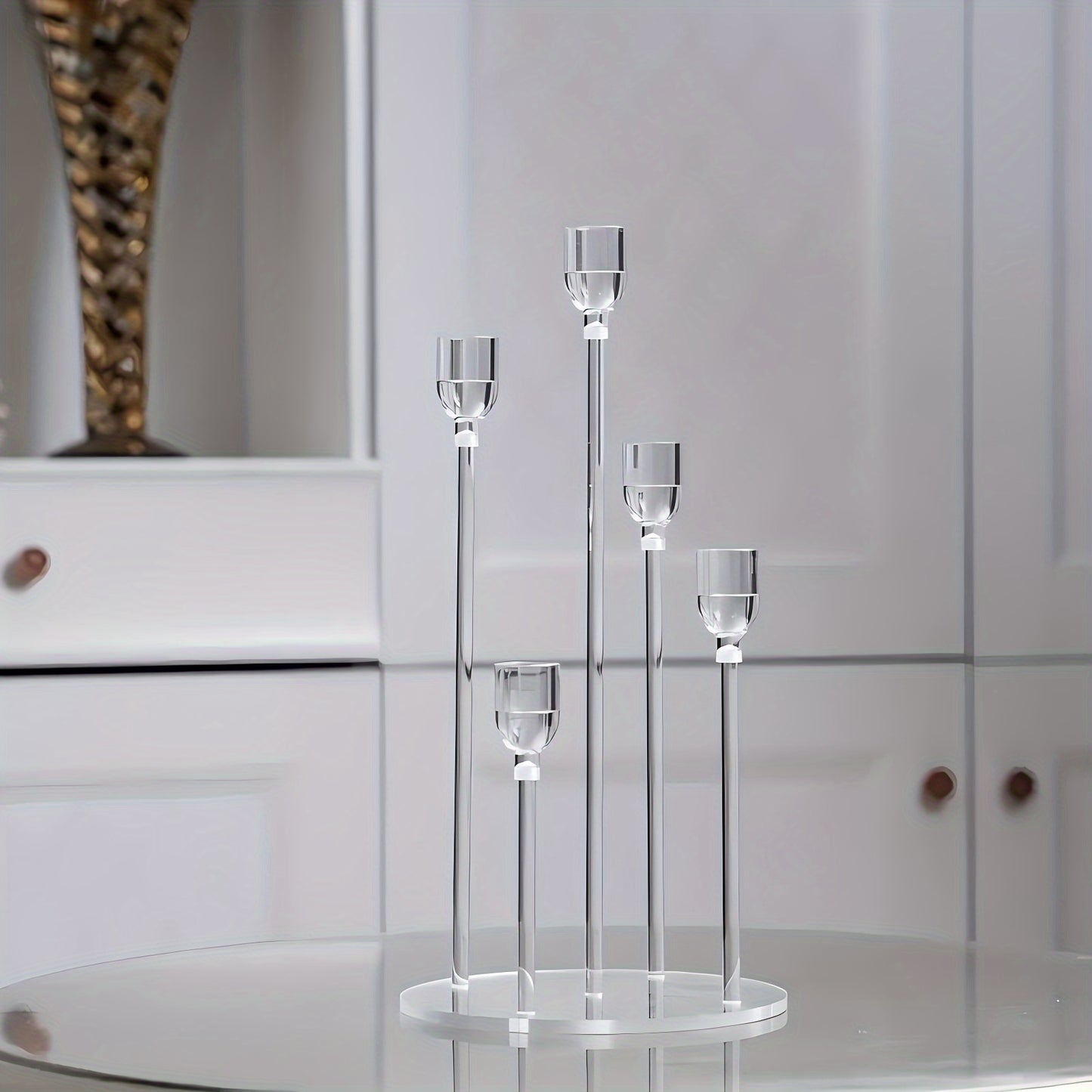 Set of 1/2/10 Acrylic Candle Holders with 5 Arms, Transparent Centerpieces for Wedding And Dining Table Decor, Suitable for Wedding And Party Decorations.