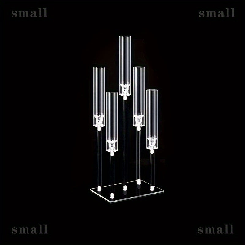 Elegant 5-Arm Square Acrylic Candle Holder - Perfect for Weddings, Valentine's Day, and Graduation Parties