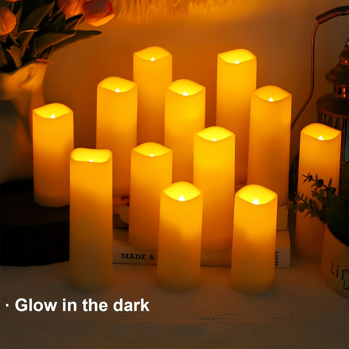 12-Pack Flameless LED Candles with Remote, Timer (2/4/6/8hr), Flickering Effect,
