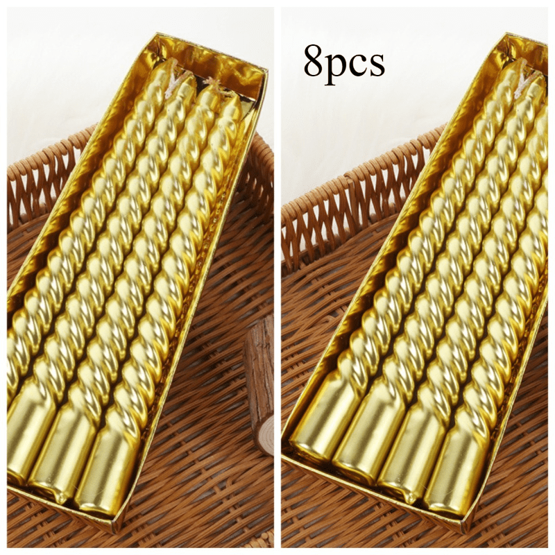 8 European-style long-stemmed colored threaded candles, perfect for romantic dinners at home, weddings, birthdays, Christmas and Valentine's Day scenes