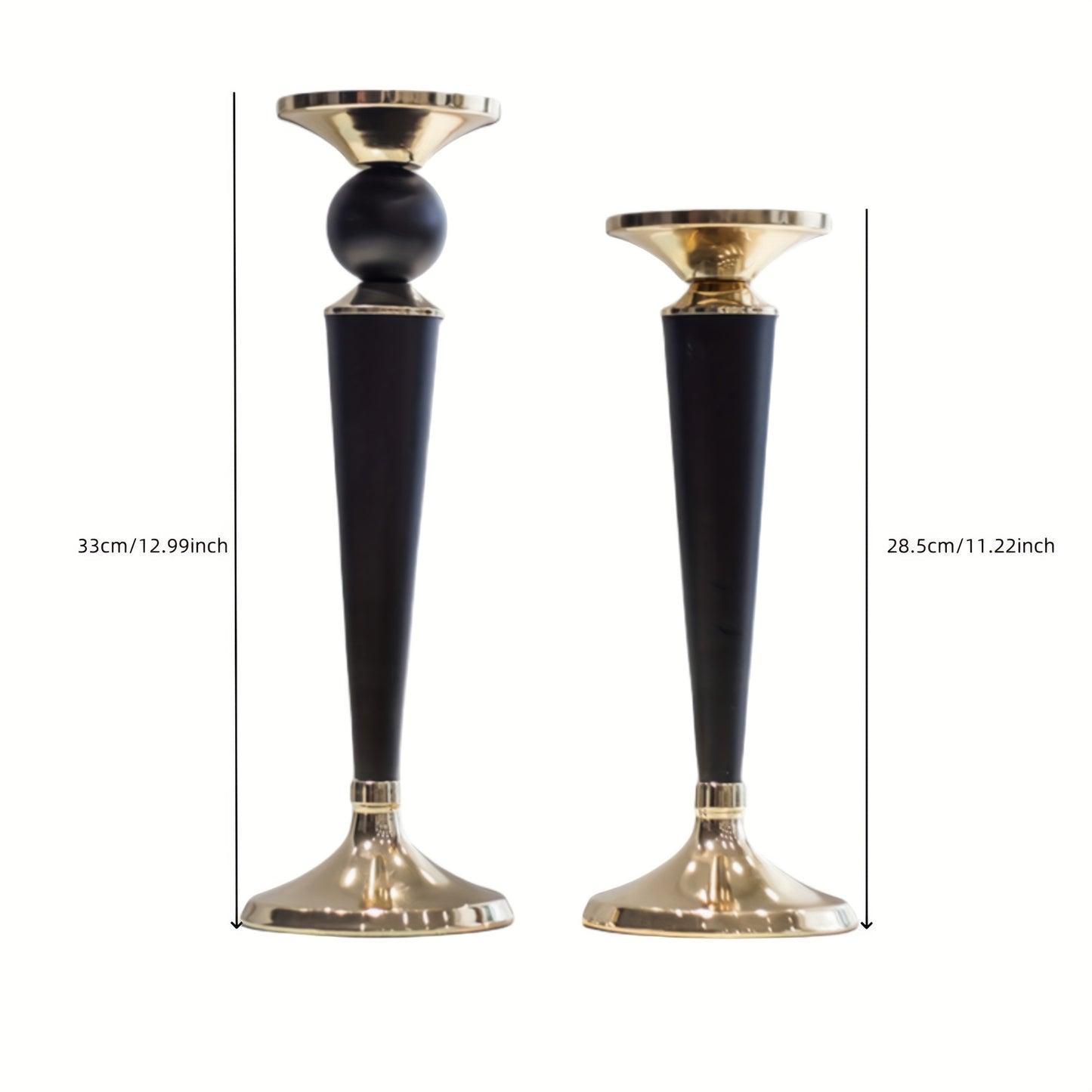 1pc European retro metal candlestick, a European light luxury metal Roman column candlestick, a black and Golden metal decorative candlestick