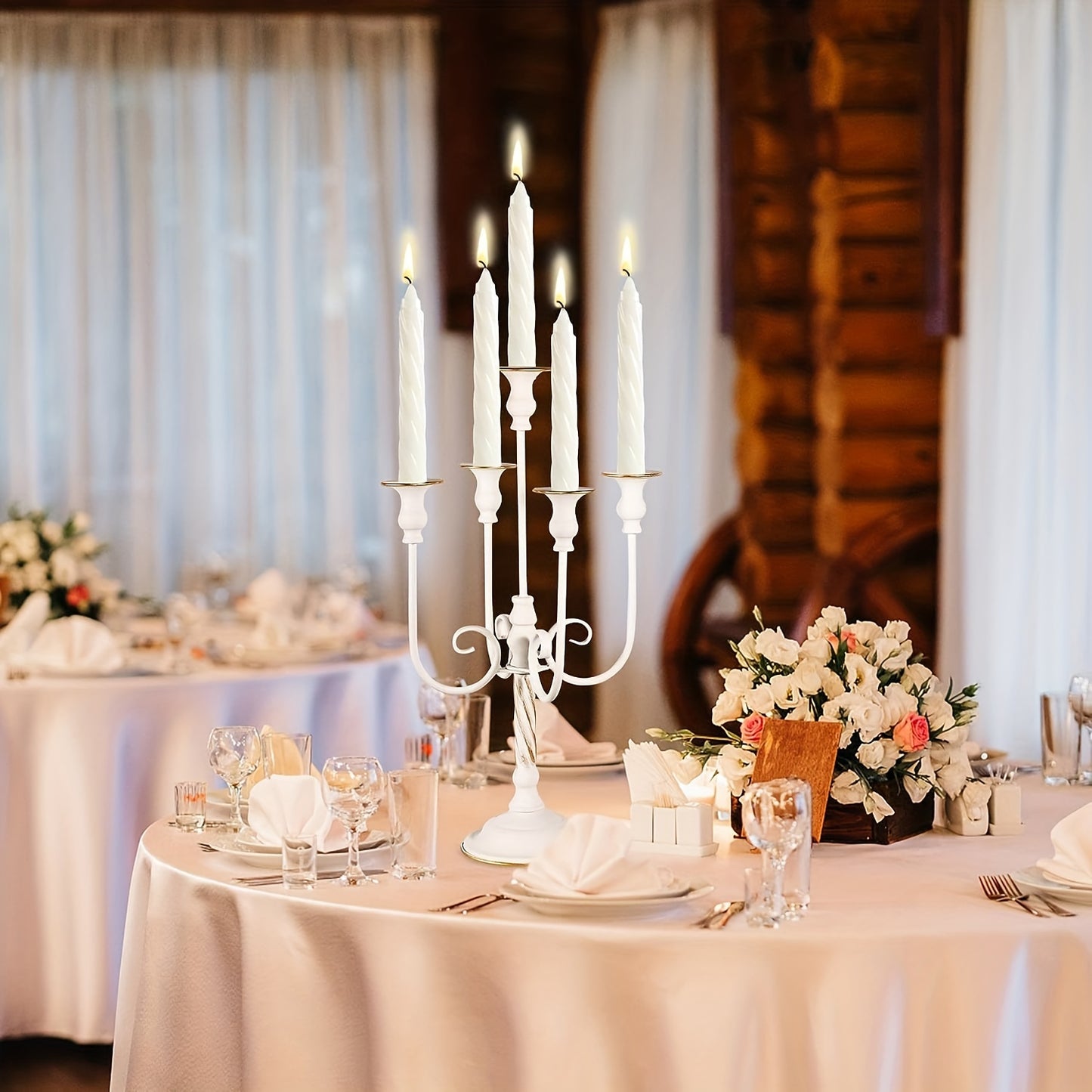 2pcs 50.04cm Gold Candelabra Centerpieces for Tables, Metal Tall Candle Holder for Taper Candles, 5 Arm Candlestick Holder for Wedding Centerpiece Decor Party Event Reception Decoration