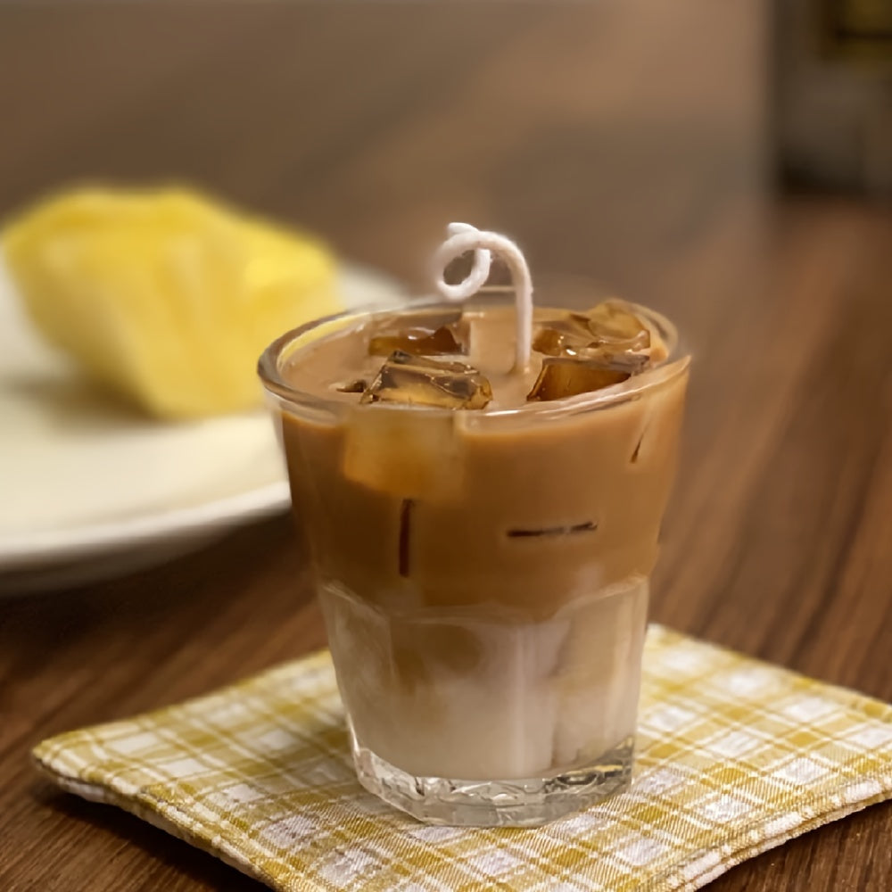 300g Soy Wax Coffee Scented Candle in Elegant Glass-Like Jar with Imitation Coffee Cup Design