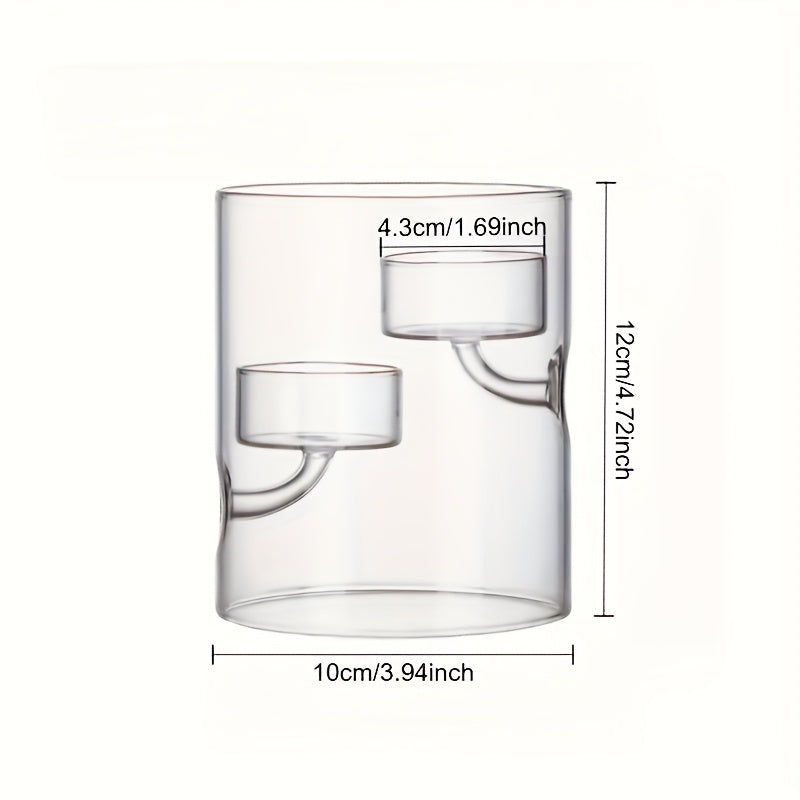 European Style Cylinder Hurricane Glass Candle Holder, Clear Glass Candlestick, European Cylindrical Decorative Hurricane Votive Storm Candlestick, Creative Home Decor Table Centerpiece
