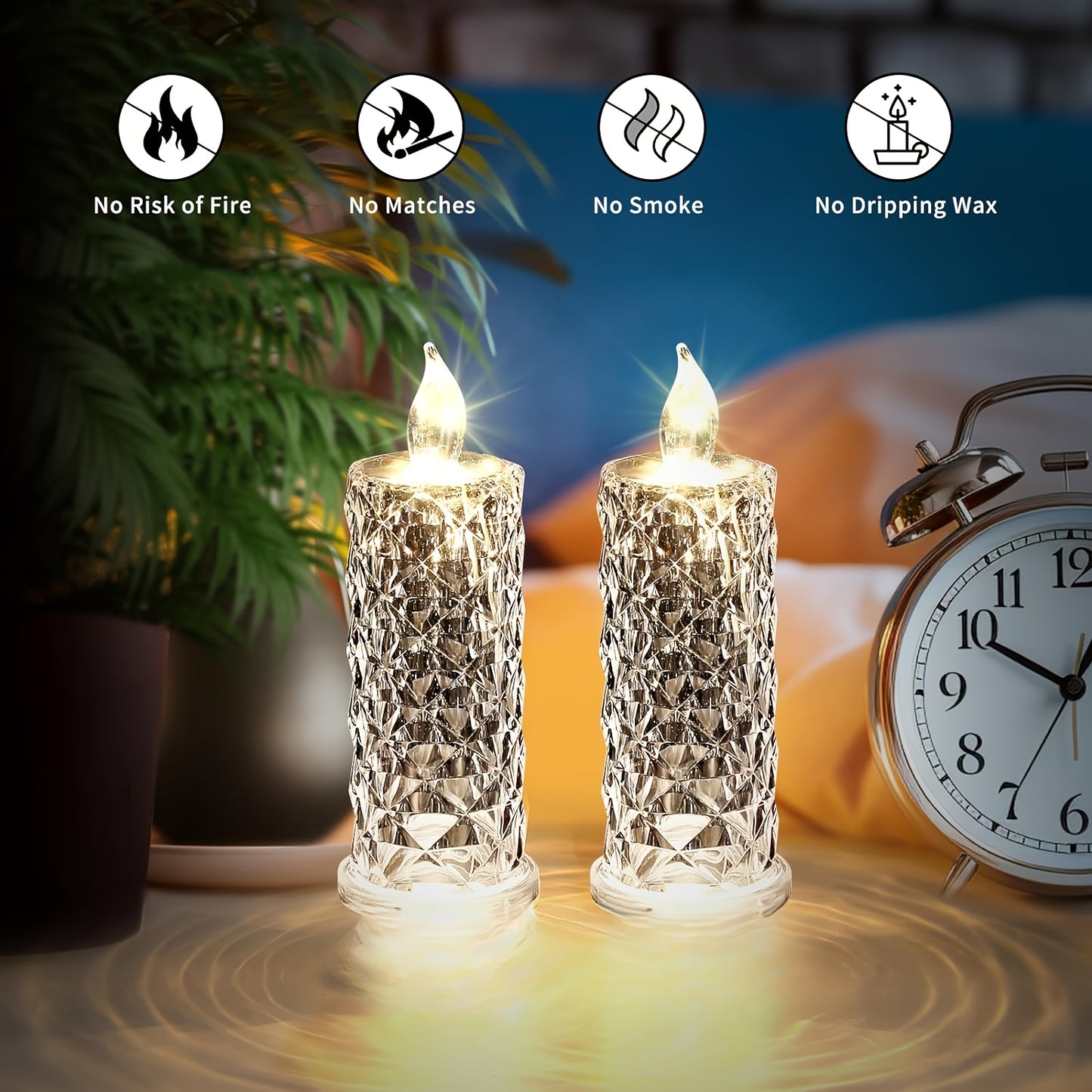 Set of 6 Flameless LED Pillar Candles - Battery Operated